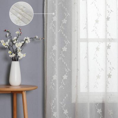 China Other Home Decor White Sheer Curtain Floral Sheer Embroidery Curtain for sale