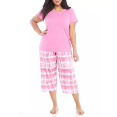 China Custom Big Size QUICK DRY Pajamas Print Polyester Cotton Lady Soft Lounge Wear Plus Size Women's Sleepwear for sale