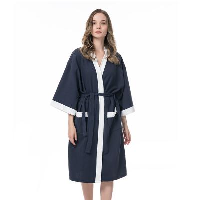 China Custom Wholesale Homemade QUICK DRY Belted White Black White Maxi Robe Long Sleeve Kimono Robe for sale