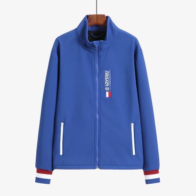 China OEM Custom QUICK DRY Men's Logo Printing Blue Zipper Softshell Jacket For Spring for sale