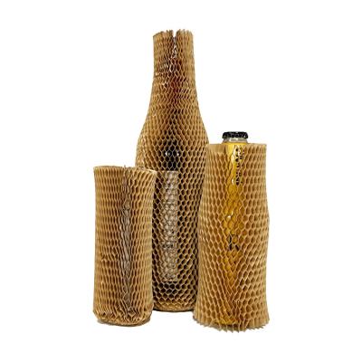 China Honeycomb Wrapping Sleeve Paper Red Wine Glass Bottle Wrapping Paper Shockproof Biodegradable Honeycomb Sleeve Paper for sale