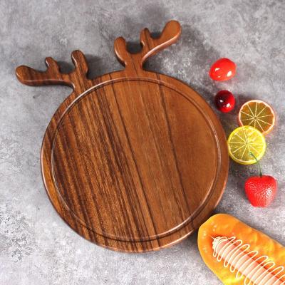 China Western Round Pizza Steak Bread Cheese Tray Fruit Plate Wholesale Chopping China Stocked Wooden Cutting Board for sale