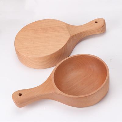 China Sustainable Solid Wood Salad Bowl Fruit Kimchi Bowl Guarantor Kitchen Cook Spoon Water Wooden Scoop With Handle for sale