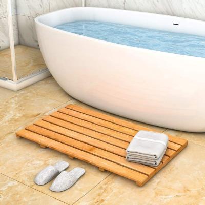 China Sustainable Bathroom Shower Floor Bamboo Fiber Bath Non Slip Door Toilet Bathroom Mat for sale