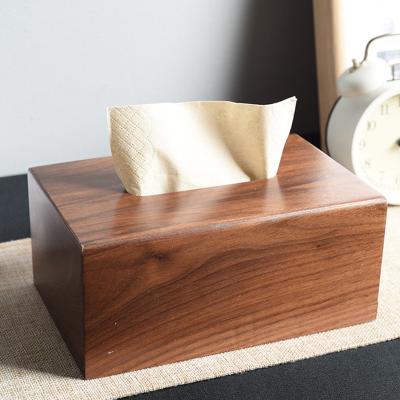 China Factory Direct Sales Modern Custom Walnut Beech Wooden Napkin Simple Storage Paper Holder Cover Tissue Facial Bamboo Box for sale