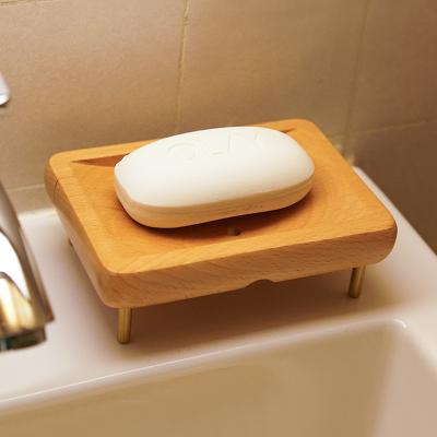 China Asphalt Creative Storage Wooden Holder Box Modern Wall Hanging Toilet Rack Wooden Soap Dish for sale