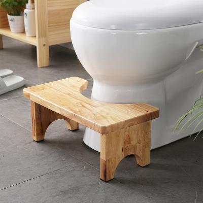 China Anti-Slip Teak Foot Teak Bathroom Commode Toilet Squat Ottoman Solid Wood Pedal U Shape Mat Bamboo Furniture Bench Shower Stool for sale