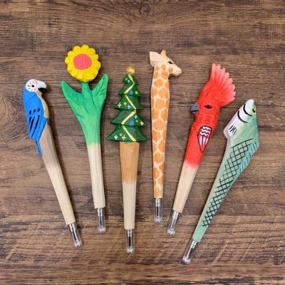 China office & School Pen Wood Carving Pen Handmade Craft Specification Gift Wooden Pen With Ordinary Refill for sale