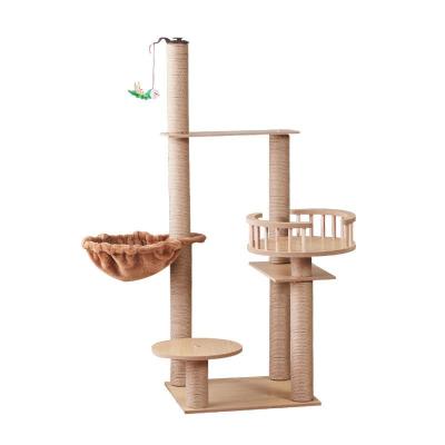 China Luxury Solid Wooden Cage Viable Cat Tree House High Quality Wood Nest House for sale