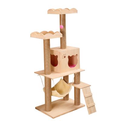 China Factory Direct Sales Viable Wholesale Solid Wood Cat Climber Toy Tree Scratch Board Frame Nest Climbing Board for sale