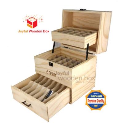 China Handmade multi layer essential oil box, with drawer, pine wood box with OEM/ODM for sale