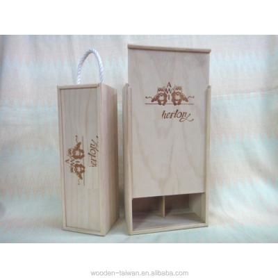 China Handmade plywood, slide wine box, wooden boxes for 2 bottle wine box for sale