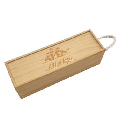 China Handmade Customize Simple Wooden Wine Gift Box / Bottle With Sliding Lid for sale