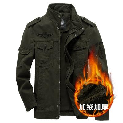 China Winter European and American men's trend military uniform thickening cotton and fleece jacket large size washable cotton top jacket for sale