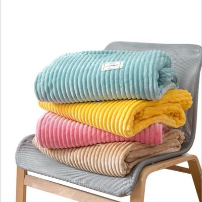 China Velvet Air Conditioning Blanket Solid Color Soft Single Layer Magic Striped Casual Covering Blanket for sale