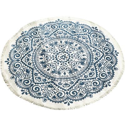 China Anti-bacteria Cotton And Retro Multifunctional Hanging Round Canvas Mat Basket Floor Mat Blanket for sale