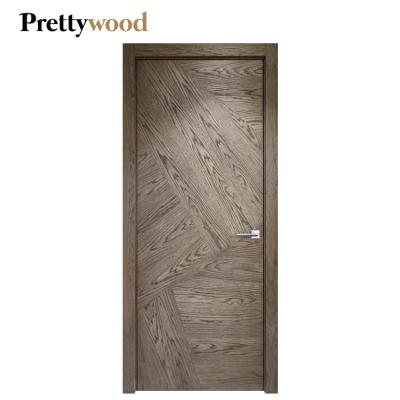 China Modern Design Waterproof Wood Veneer Oak Prettywood Prehung Interior Door for sale