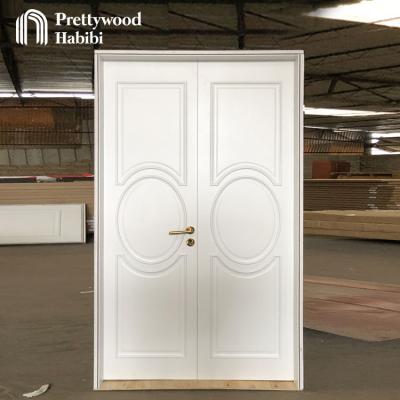 China Prehung Waterproof Traditional White Color Design Prettywood Solid Wood Interior Room Doors for sale