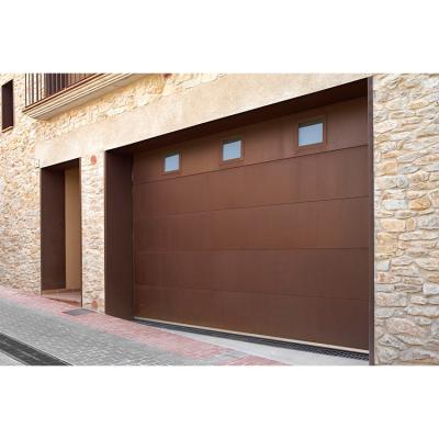 China Prettywood Waterproof Prices Aluminum Alloy Garage Automatic Flat Panel Sectional Remote Control Door for sale