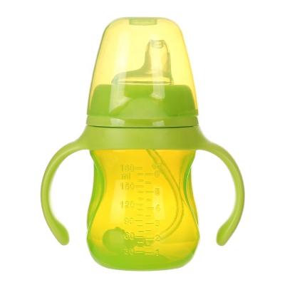 China BPA Free Baby Duck Beaker Learning Drinking Cup Baby Handle With Scale And Gravity Ball Pipette Water Cup Kids Water Cup 180ml for sale