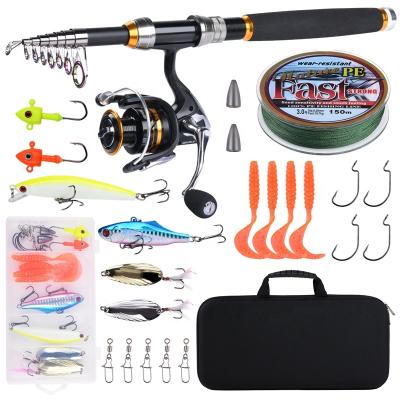 China Z01192 Hot Selling Light/Medium/Carbon Fiber /Energetic Material Red 5 In 1 Box Fishing Lures Set 1.8-3.0m Tackle Fishing Segmented Lure Set Kit 6 Swim Baits With Lures 3d eyes for sale