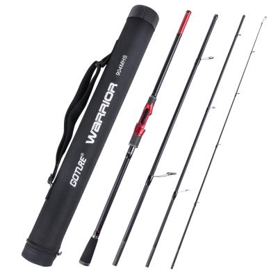 China Red Portable Travel Fishing Rods Light/Medium/Carbon Fiber /Energetic Goture Material 4 Pieces Carbon Fiber Fishing Rod Spinning For Freshwater Saltwater for sale