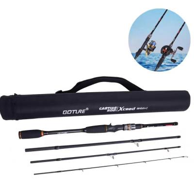 China light & High Strength Goture 2.4M Black Lure Rod 4 Sections Bass Fishing Rod Sea Ocean Casting Fishing Rod for sale