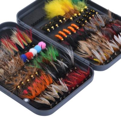 China Fly Fishing Flies Kit Fishing Tackle Box For Bass Trout Salmon Fly Fishing Assortment Kit 8#~16# 100pcs Fly Hooks for sale