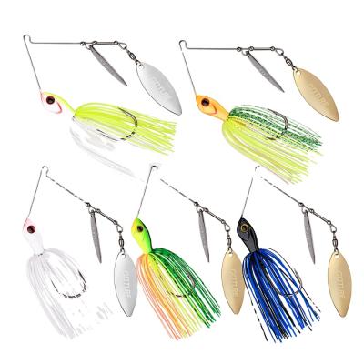 China Goture Fishing Soft Plastic Lure With Metal Spoon Spinner Building Buzzbait Main Blade Lure Spinner Bait For Bass for sale