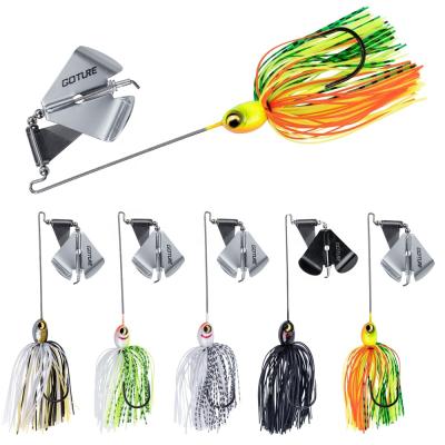 China Goture Unique Design Double Spoon Metal Buzzbait 10g Stainless Steel Frame Spoon Fishing Lure With Premium Silicone Skirt C11107 for sale