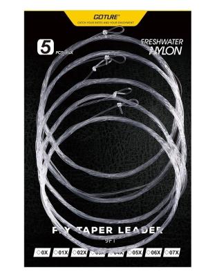 China Goture Leader 5pcs/lot 0X/1X/2X/3X/4X/5X/6X/7X Clear Nylon Fishing Line Float Marker 9FT/2.74M Fly Fishing Tapered With Loop Fishing Tools for sale