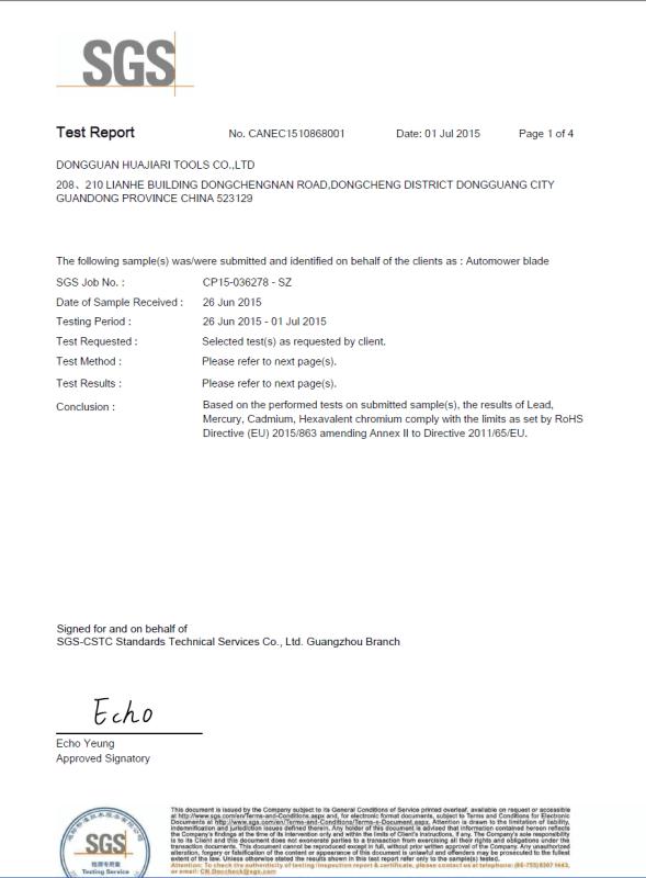 RoHS - Dongguan Huajiari Tools Co., Ltd.