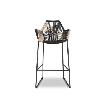 China New Design Modern Restaurant Furniture Stainless Steel Frame Cotton Rope Outdoor Bar Stool for sale