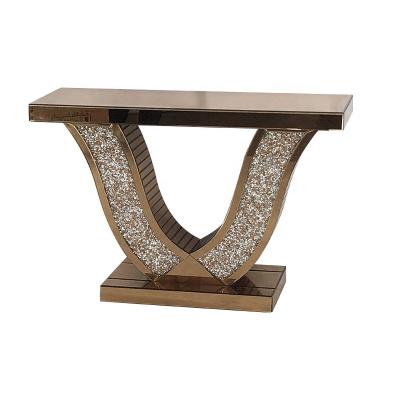 China Wholesale Price Extendable Modern Luxury Rectangle Crushed Diamond Mirrored Console Table For Home Hotel for sale