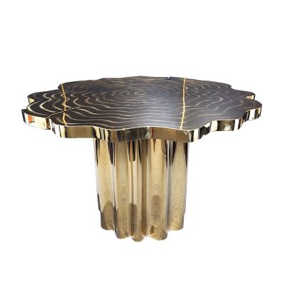 China Fashion Design Cooling Gold Stainless Steel High End Modern Irregular Coffee Table For Living Room Furniture for sale