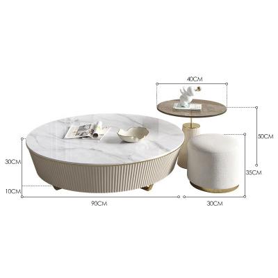 China Customized Modern Style Design Gold Stainless Steel Elegant Italian Frame Round Marble Coffee Table for sale