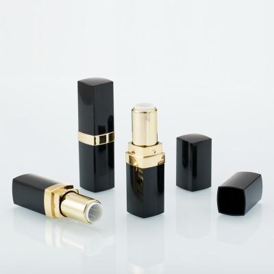 China Cosmetics hot sale empty black lipstick tube 12.1mm square glossy lip balm tube in stock for sale