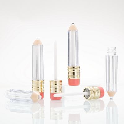 China Cosmetics Empty Pencil Shaped Exotic 5ml Bpa High End Bpa Free Lip Gloss Tube Personalized Transparent Lip Gloss Tubes for sale