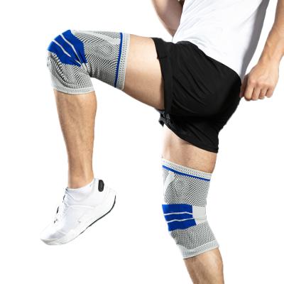 China Adjustable Elasticity Silica Gel Knee Protector Sports Knee Support Compression Sleeve Breathable Nylon Knee Brace With Side Stabilizers for sale