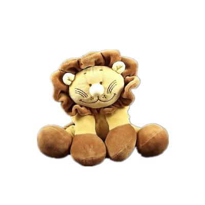 China Promotion Stuff Brown Tan Lion Velor Floppy Plush Stuffed Baby Animal Toy for sale