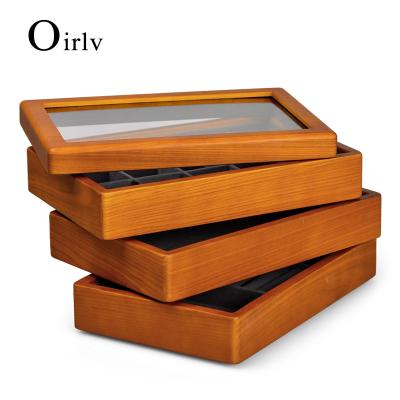 China FANXI Custom Wholesale Solid Wood Clear Acrylic Storage Case Jewelry Storage Box Lid Jewelry Shop Exhibitor Display Tray New for sale