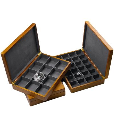 China FANXI Jewelry Store Custom High End Wooden Case with Microfiber and Lid Jewelry Storage Box for Ring Earrings Bracelet Jewelry Display Case for sale