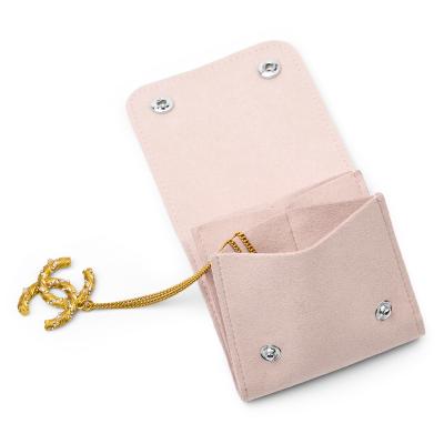 China FANXI China Custom Made Microfiber Pink Durable Microfiber Jewelry Gift Bag With Button Ring Earrings Bracelet Storage Package Jewelry Pouch for sale