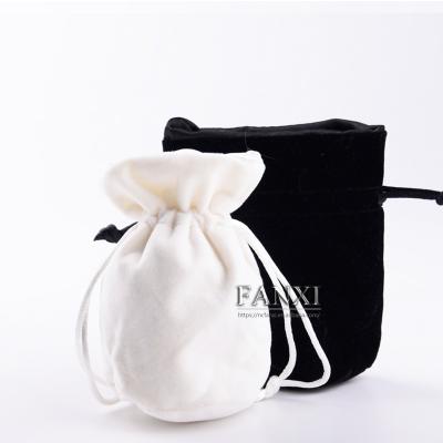 China Wholesale Custom Jewelry FANXI China Logo Promotion Velvet Jewelry Drawstring Pouch Bag Round Bottom Gift Bags for sale