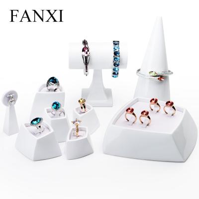 China White Lacquer Resin Jewelry Displays Ring Holder FANXI Jewelry Display Organizer Holder Custom For Ring Necklace Bracelet Bangle Exhibitor for sale