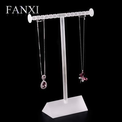 China Wholesale Custom FANXI Box Custom Frosted New Plexiglass Exhibitor Props Display Stand Matte Acrylic Necklace Pendant Jewelry Holders for sale