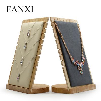 China FANXI Jewelry Necklace Display Rack Wholesale Pendant Elegant Shelf Solid Wood Necklace Display Hanging Rack for sale