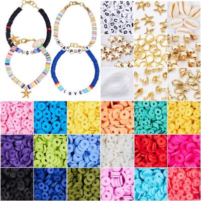 China 4800 Pcs Flat Round Polymer Clay Spacer Beads with Pendant and Rings for Jewelry Making Bracelets Necklace Earring DIY Craft Kit for sale