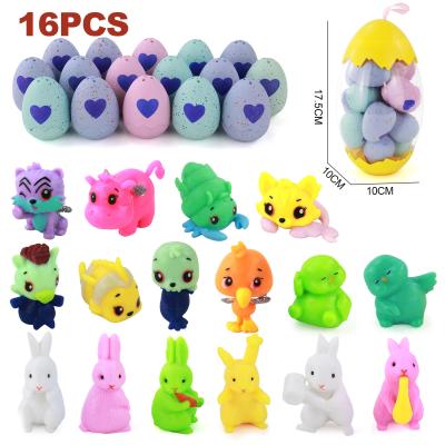 China Easter Theme Gift Surprise Eggs with Toys Inside 16pcs Animal Dolls for Easter Day Easter Egg Toys Hatching Egg for Kids Party for sale