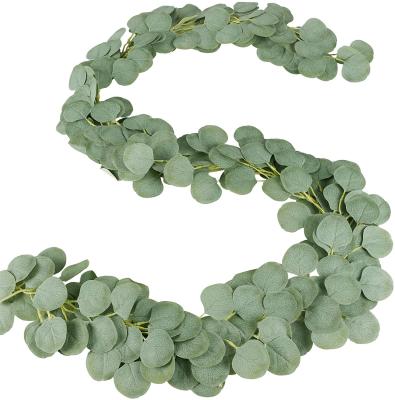 China Wedding Garland Greenery Eucalyptus Vines Artificial Silver Dollar Eucalyptus Decorations Faux Eucalyptus Tiers For Wedding Party Garden Decor for sale